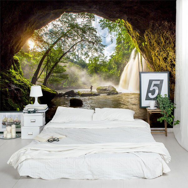 Wallums Wall Decor Waterfall Cave 8 X 144 3 Piece Wall Mural Set Wayfair 6322